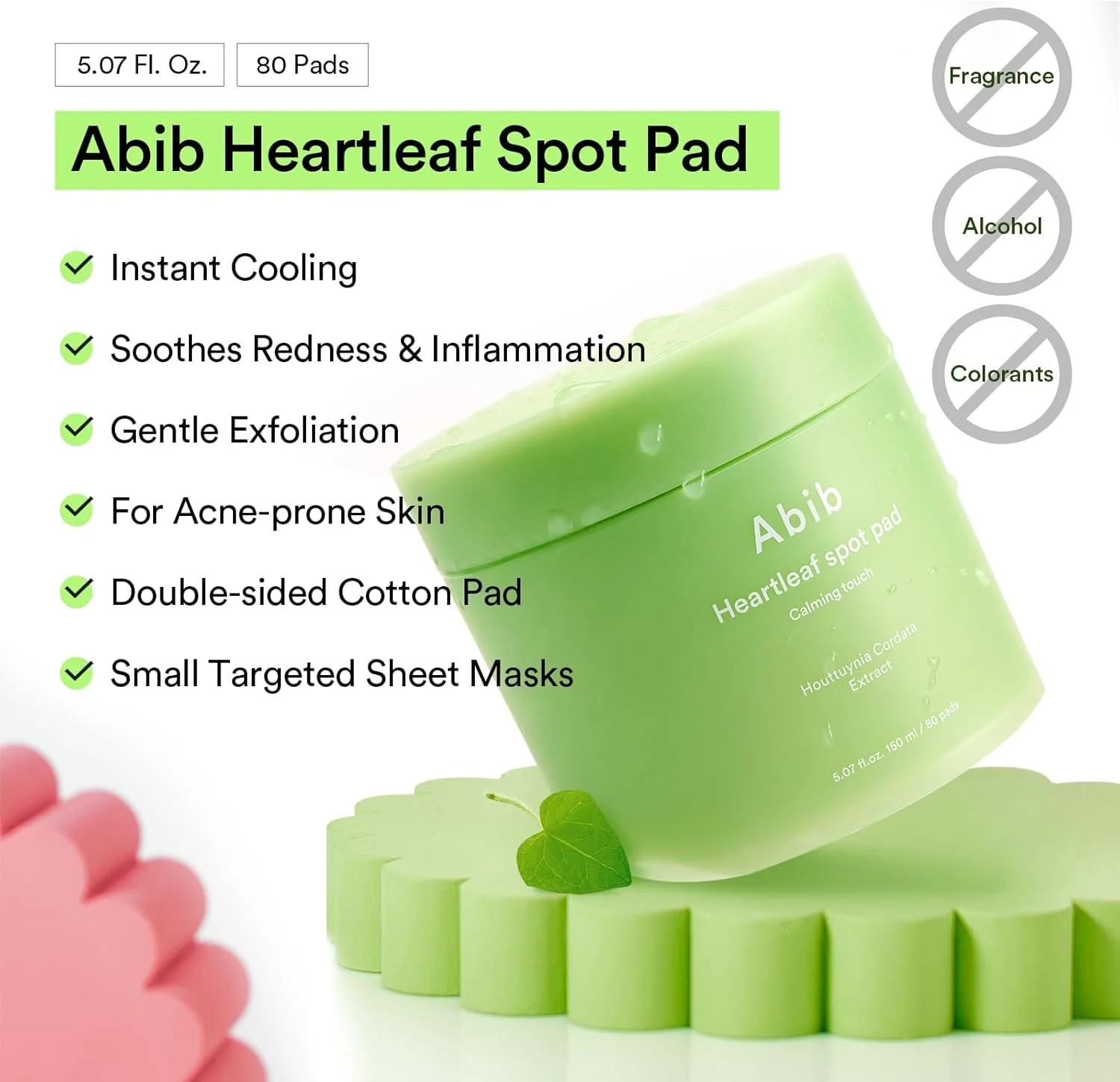 Abib Heartleaf Spot Pad Calming Touch 80pads Almohadillas de tóner calmantes para el acné - Image 8