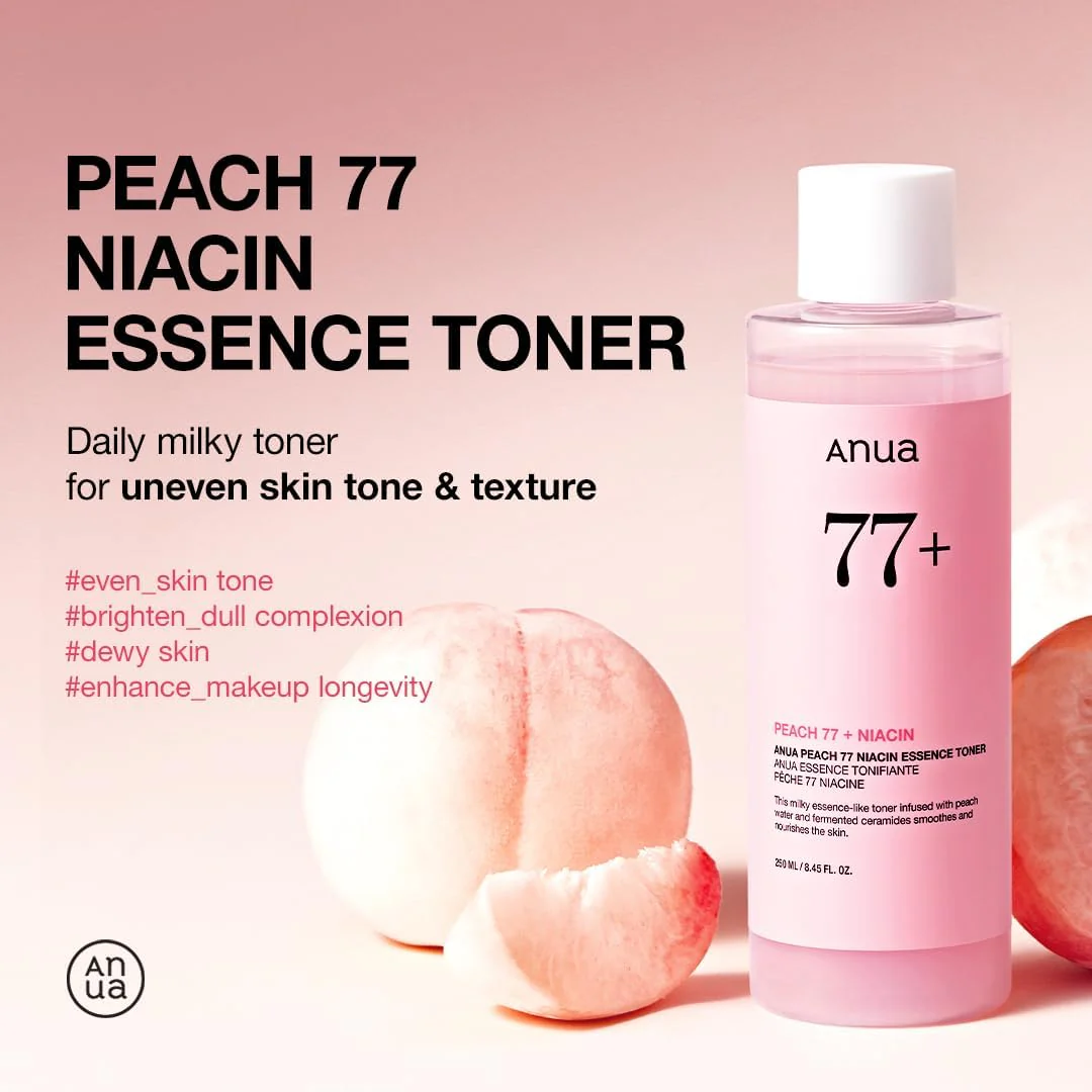 Anua Peach 77 - Tónico de niacina esencia, 8.5 fl oz, tóner iluminador 250ml - Image 6