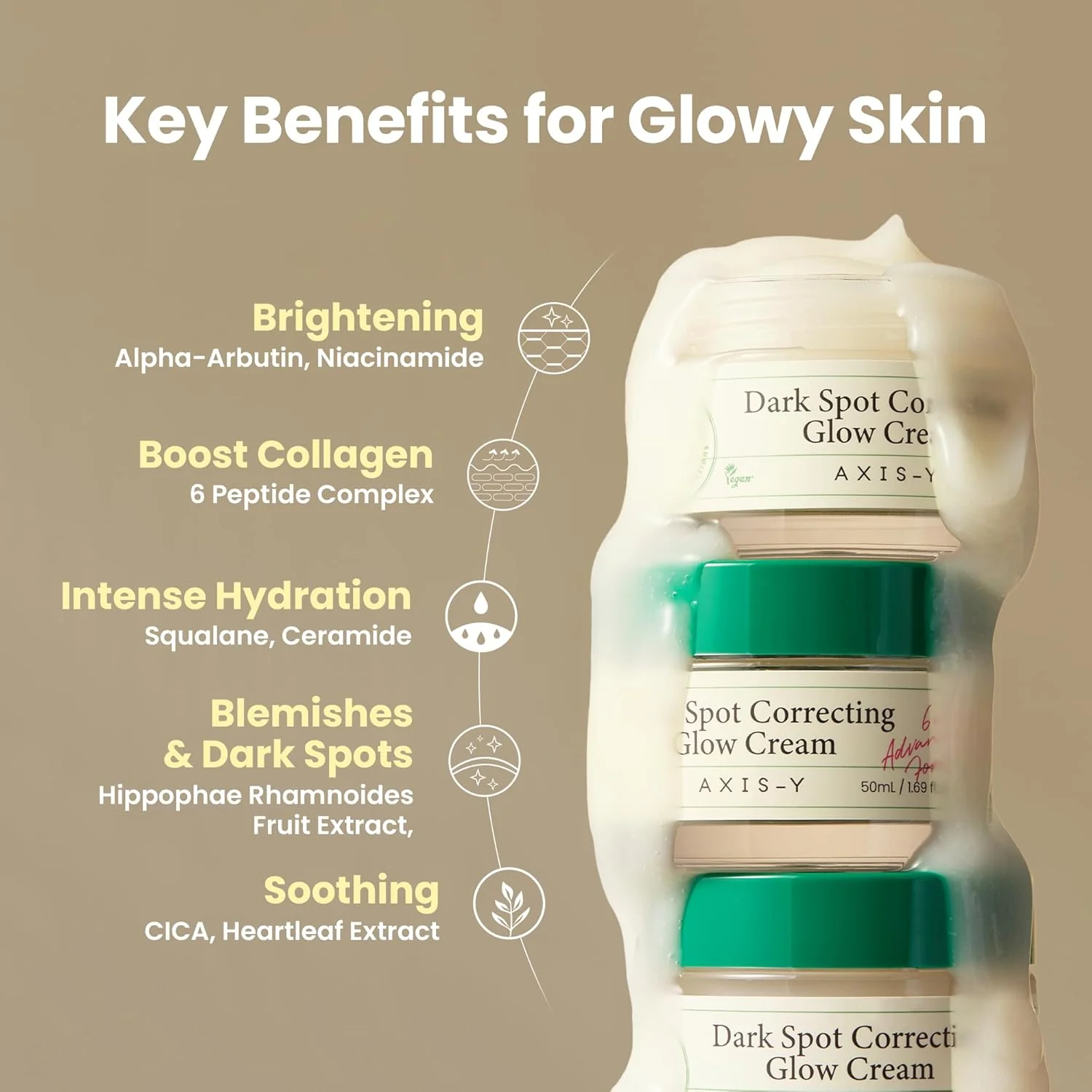 AXIS-Y Dark Spot Correcting Glow Cream 50ml con 2% de alfa-arbutina, 5% niacinamida - Image 5
