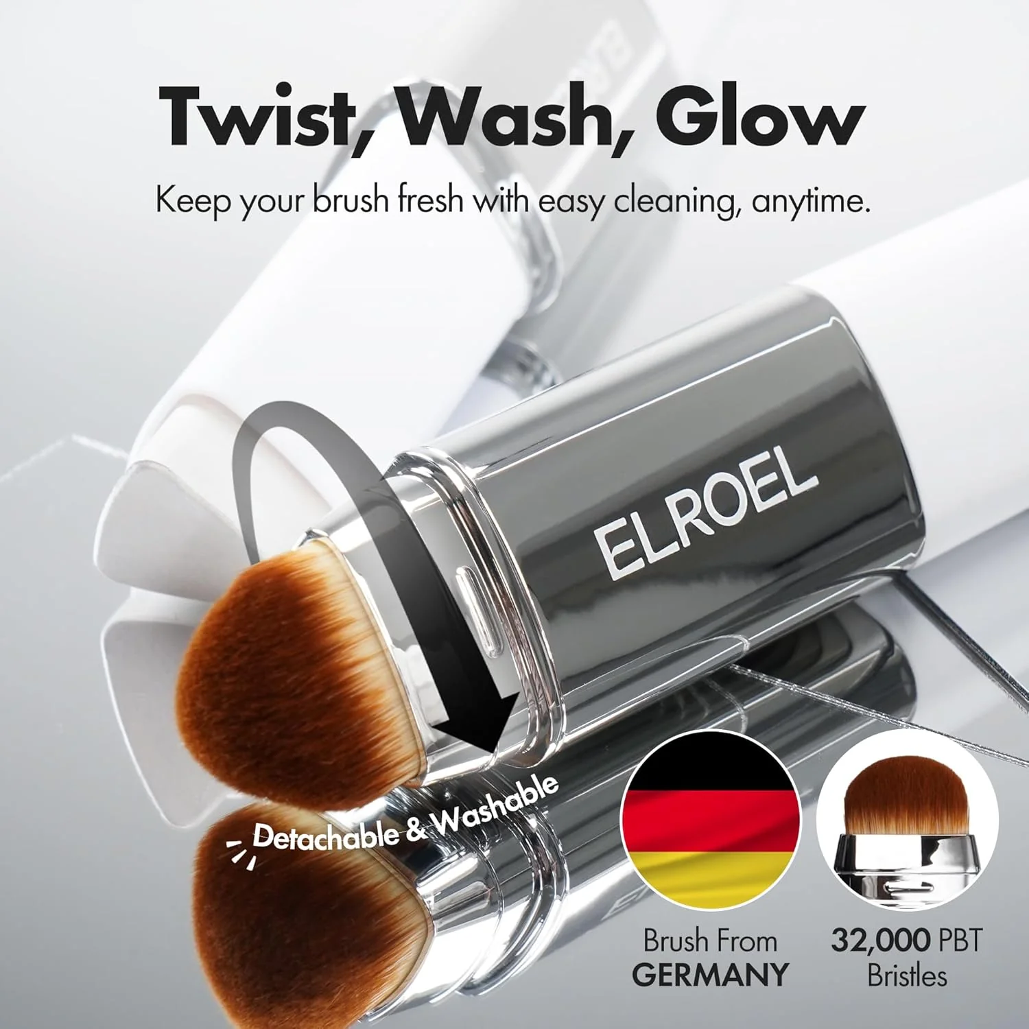 ELROEL BLANC Cover Cream Stick V - Base de maquillaje coreana que cambia de color con brocha desmontable, cobertura de media a completa - Image 10