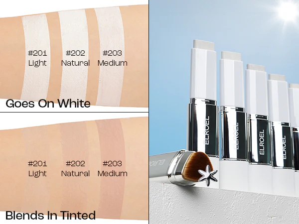 ELROEL BLANC Cover Cream Stick V - Base de maquillaje coreana que cambia de color con brocha desmontable, cobertura de media a completa - Image 14