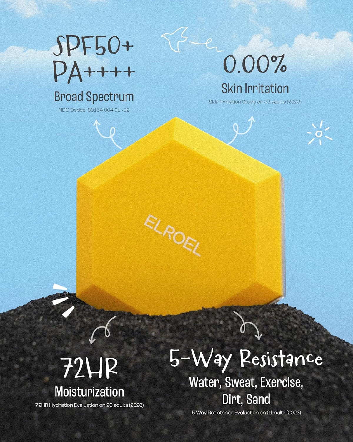 ELROEL Pang Pang Big Sun Cushion Plus - Protector solar de amplio espectro SPF50+ PA++++ - Image 3