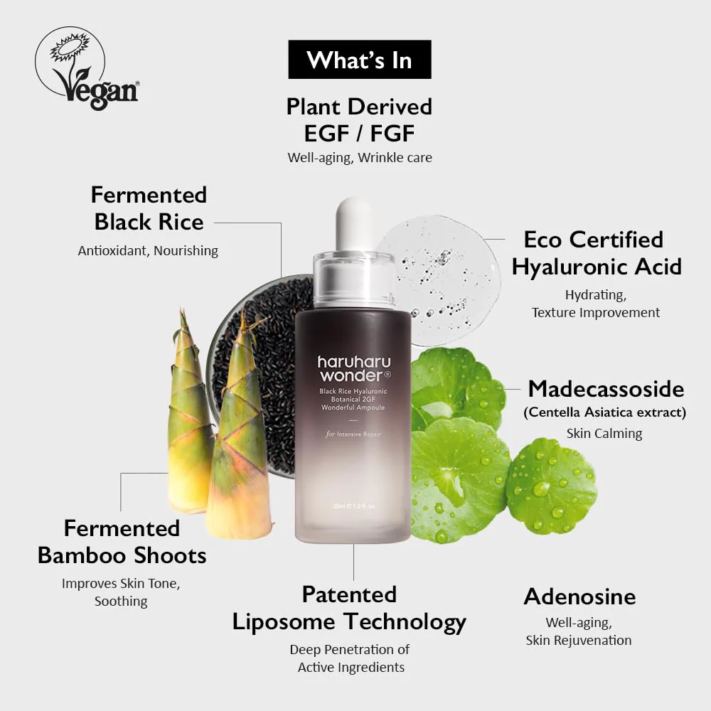 Haruharu Wonder Black Rice Botanical 2GF Facial Serum, Anti-Aging Serum 30ml - Image 9