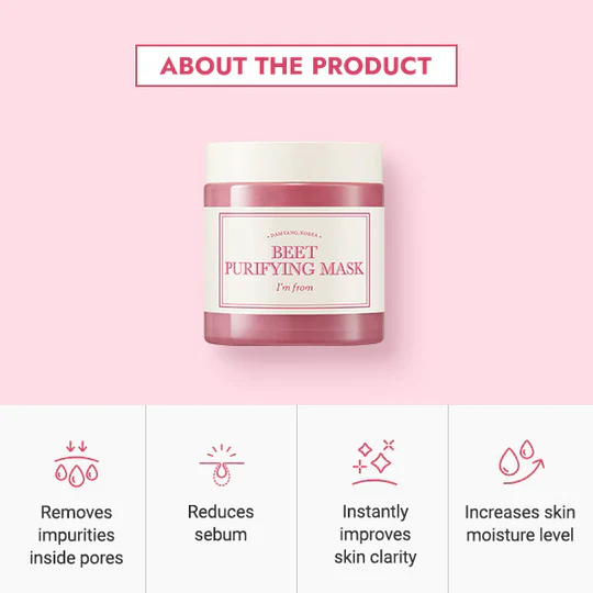I'm From Beet Purifying, máscara de arcilla hidratante profunda, 1.5% de enzima de remolacha roja, limpia los poros y controla el sebo - Image 5