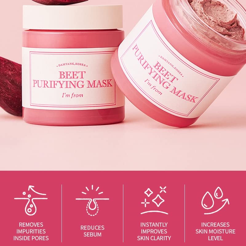 I'm From Beet Purifying, máscara de arcilla hidratante profunda, 1.5% de enzima de remolacha roja, limpia los poros y controla el sebo - Image 8