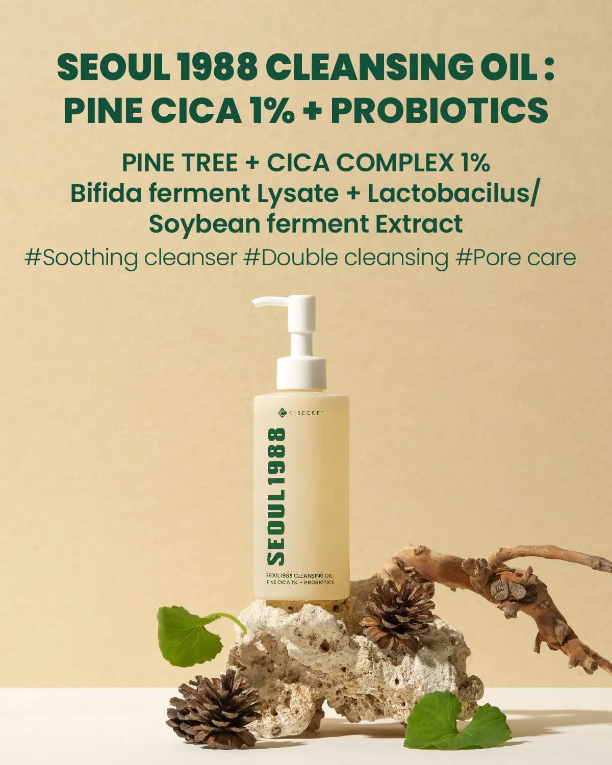 K-Secret Seoul 1988 Aceite Limpiador – Pine Cica 1% + Probióticos 150 ml - Image 8
