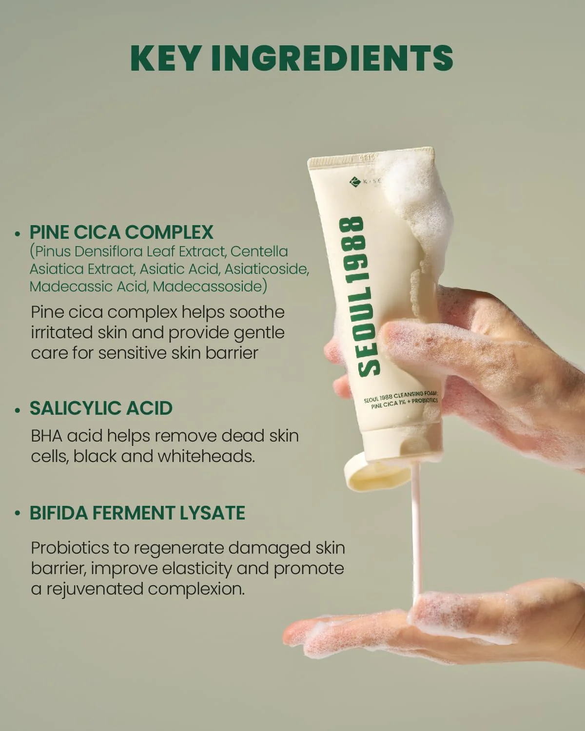 KSECRET Espuma limpiadora: Pino Cica 1% + Probióticos 150ml - Image 4