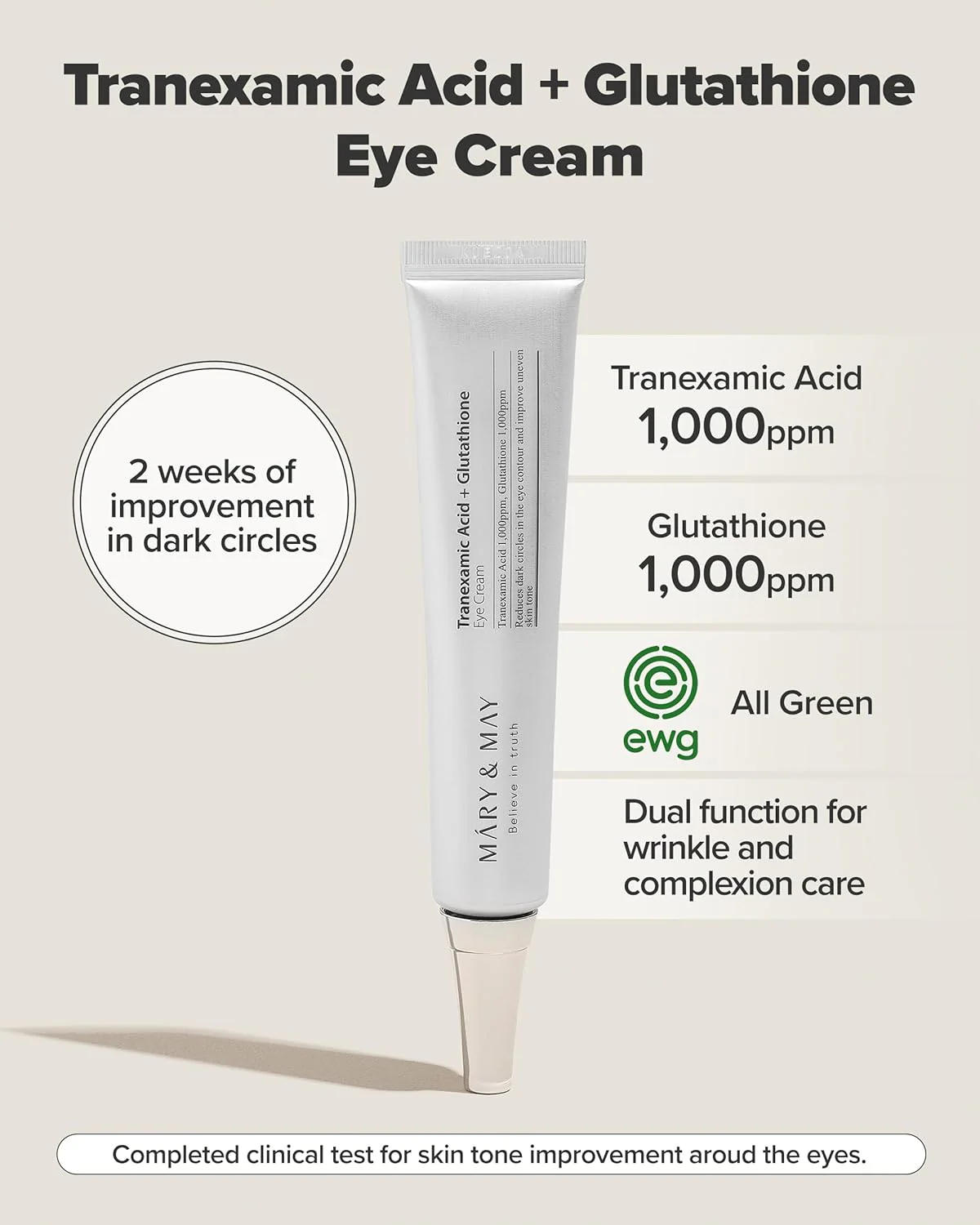 Mary&May Crema de ojos con ácido tranexámico + glutatión mini de 12g lo - Image 6