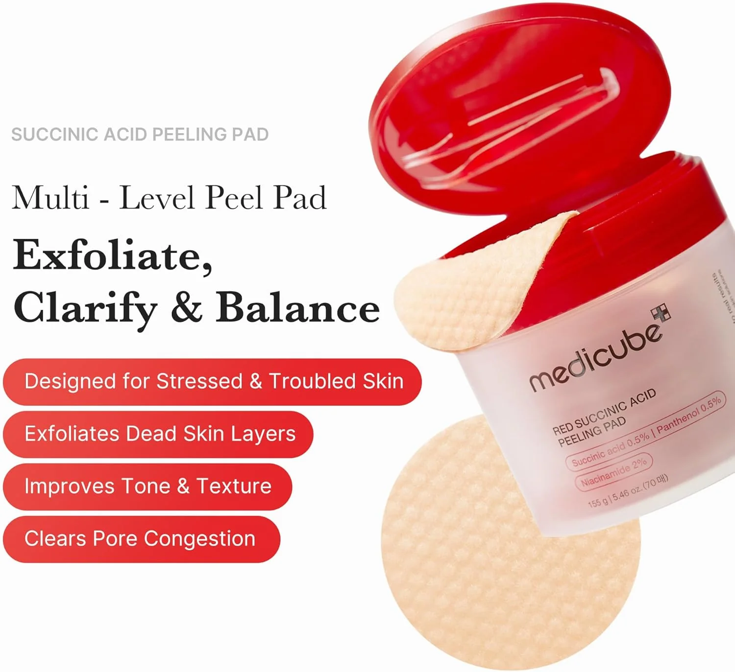 Medicube Red Succinic Acid Panthenol Pad 70pads - Image 5