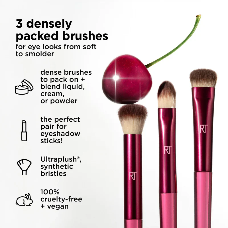 Real Techniques Trío de brochas de maquillaje MesmerEYES Cherry On Top - Image 6