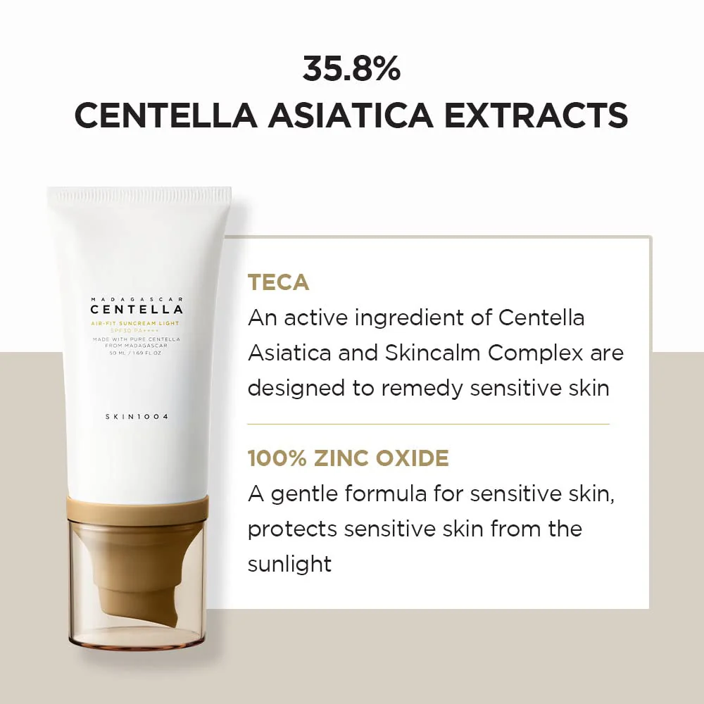 SKIN 1004 Centella Air-Fit Suncream LIGHT SPF30 PA++++ - Protector solar mineral ligero de uso diario 50ml - Image 3